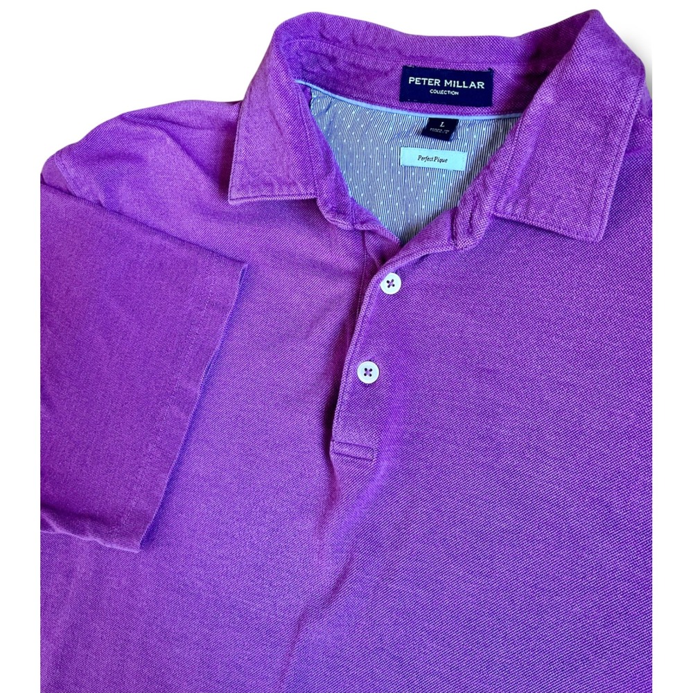 Peter Millar Collection Perfect Pique Polo Shirt Purple‎ Mens Large 2017